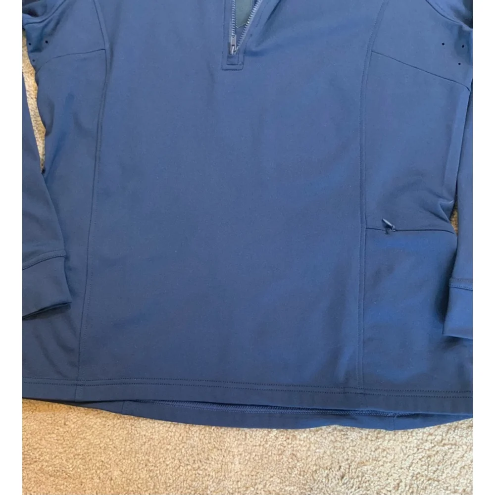 Levelwear Mens Athletic Pullover Large Navy Blue 1/4 Zip Stand Up Collar Outdoor